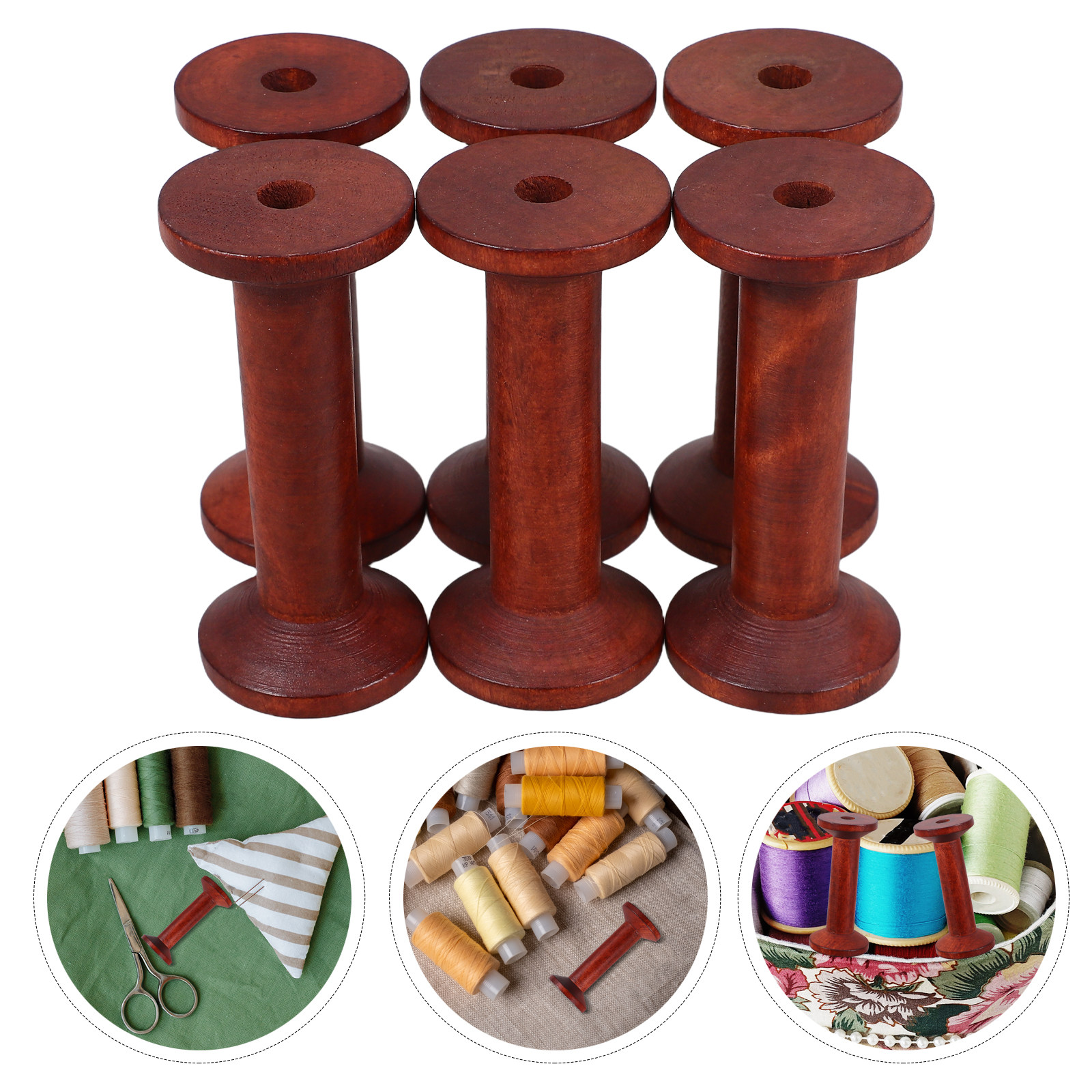 Thread Bobbins Empty - 6Pcs Vintage Wooden Bobbins Thread Holder