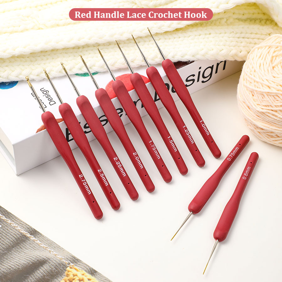 10pcs Red Crochet Set Kit Sili – Textile Sewing Kit recenzja i cena