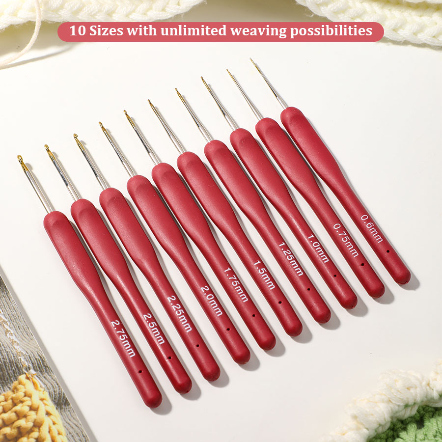 10pcs Red Crochet Set Kit Sili – Textile Sewing Kit recenzja i cena