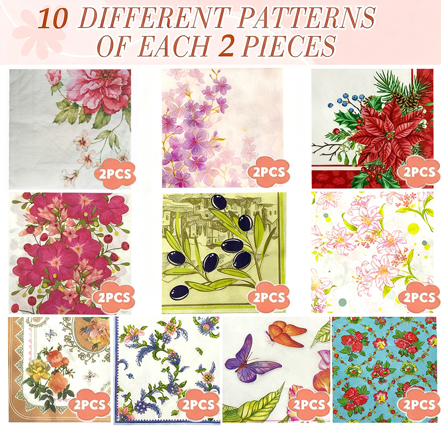 20pcs Assorted Floral Printed  – Pattern Tissue Paper recenzja i cena