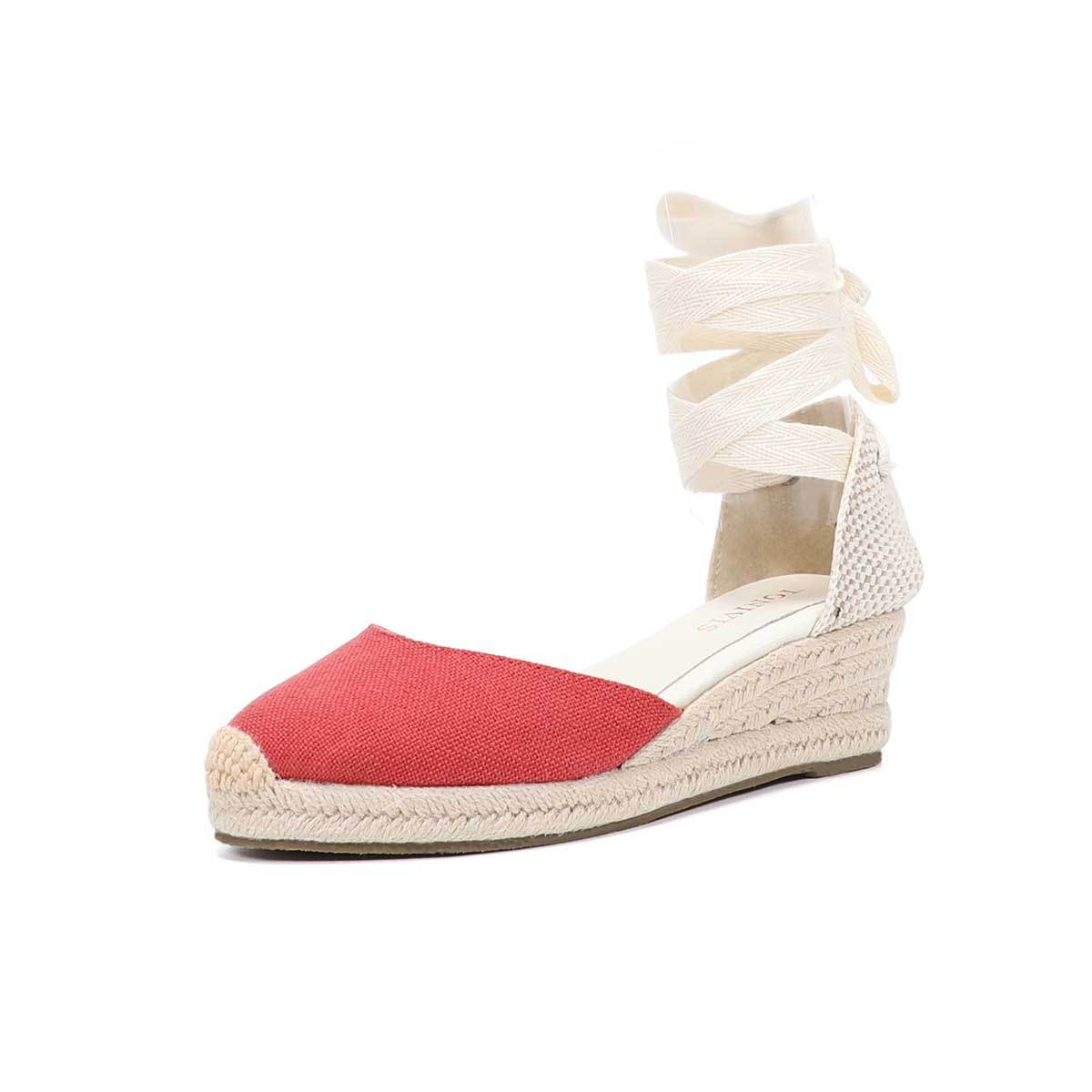 Women Wedge Espadrilles Lace U – Sewing Cotton recenzja i cena