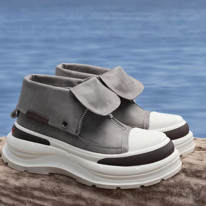 Genuine Leather Thick Soled Hi – Sewing Front Zipper recenzja i cena
