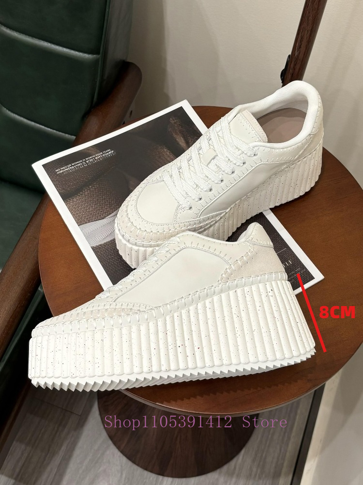 New Thick-Sole 8CM White Shoes – Sewing Cotton recenzja i cena