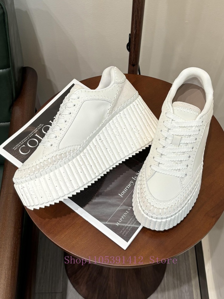 New Thick-Sole 8CM White Shoes – Sewing Cotton recenzja i cena