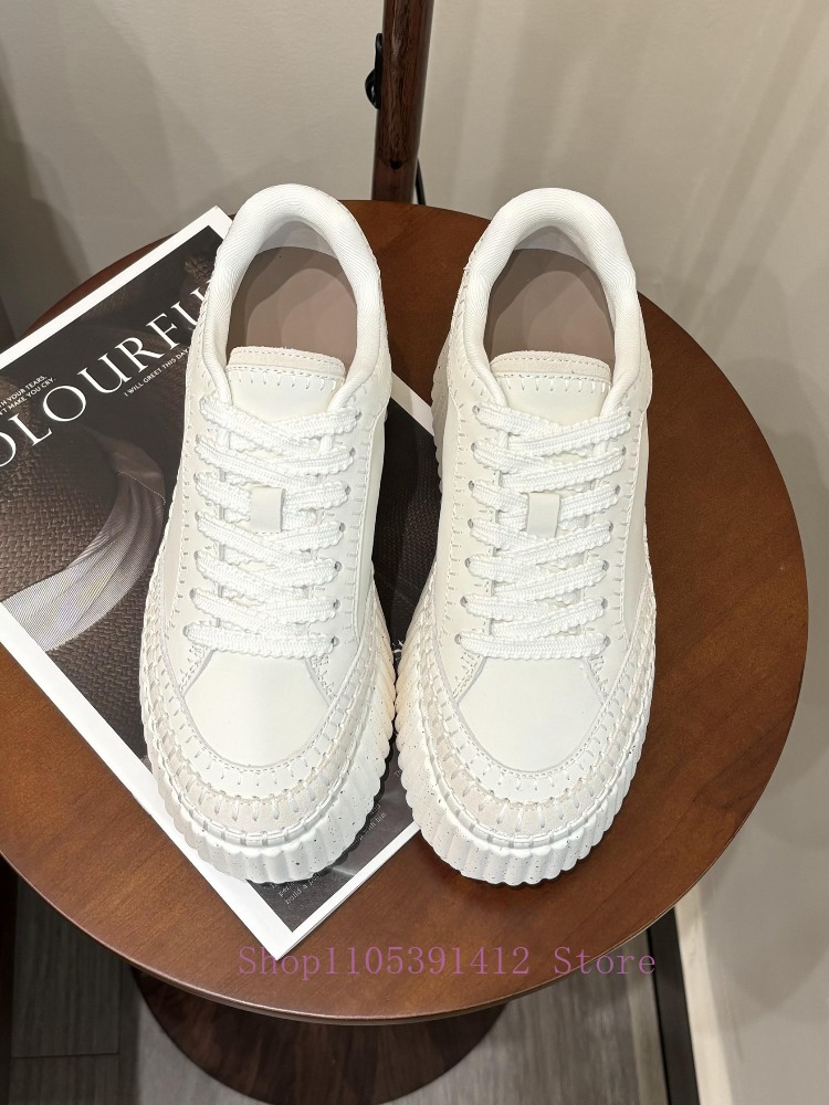 New Thick-Sole 8CM White Shoes – Sewing Cotton recenzja i cena