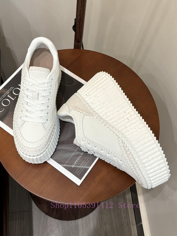New Thick-Sole 8CM White Shoes – Sewing Cotton recenzja i cena