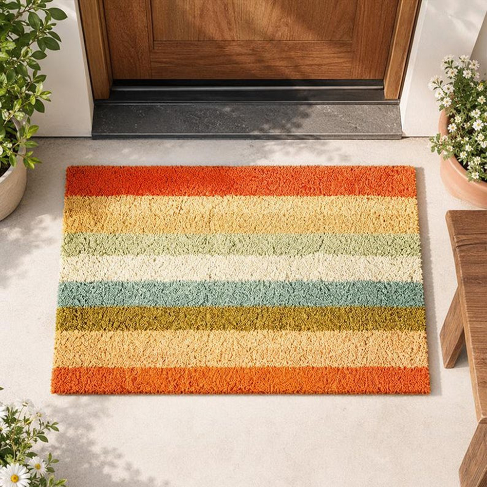 Retro Colorful Stripe Doormat  – Century Textile & Sewing Supply By Owner recenzja i cena