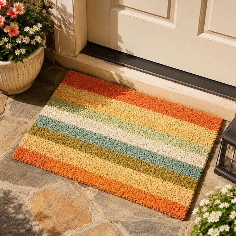 Retro Colorful Stripe Doormat  – Century Textile & Sewing Supply By Owner recenzja i cena