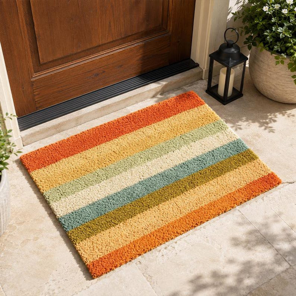 Retro Colorful Stripe Doormat  – Century Textile & Sewing Supply By Owner recenzja i cena