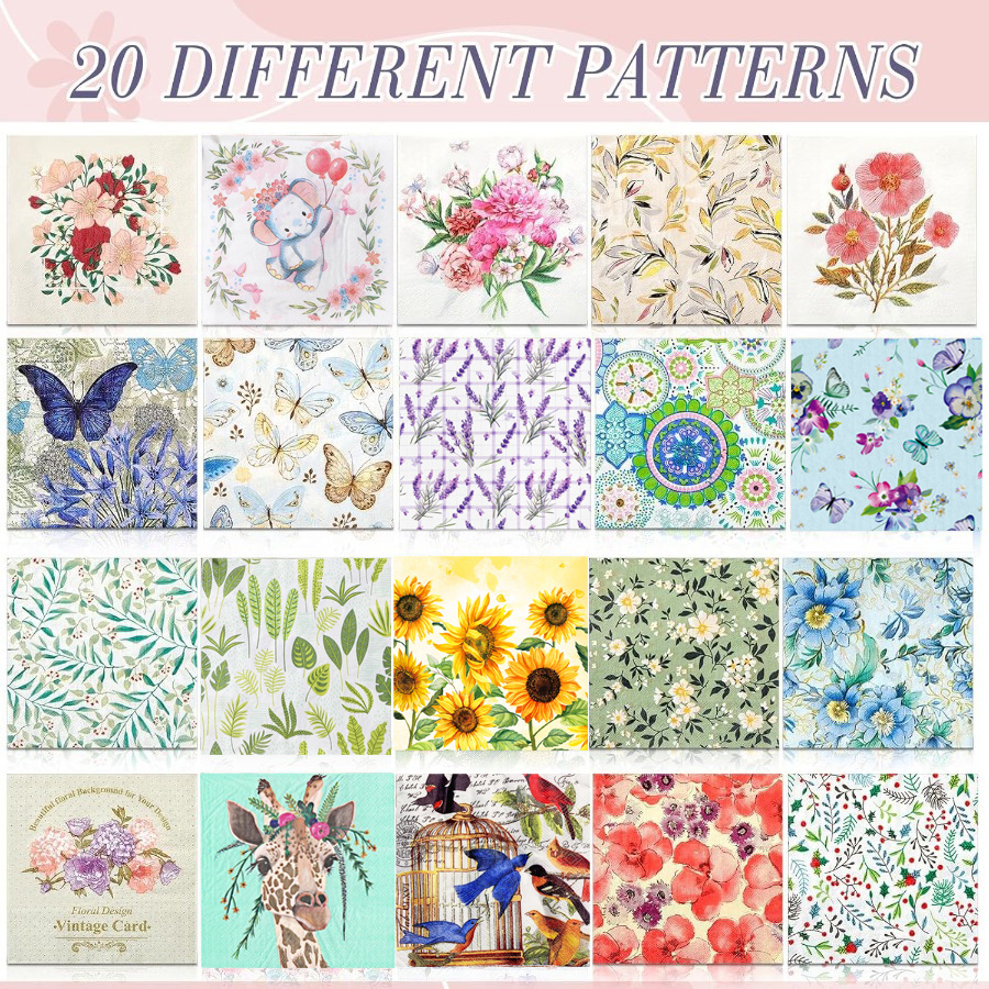 20Pcs Floral Decoupage Paper N – Pattern Tissue Paper recenzja i cena