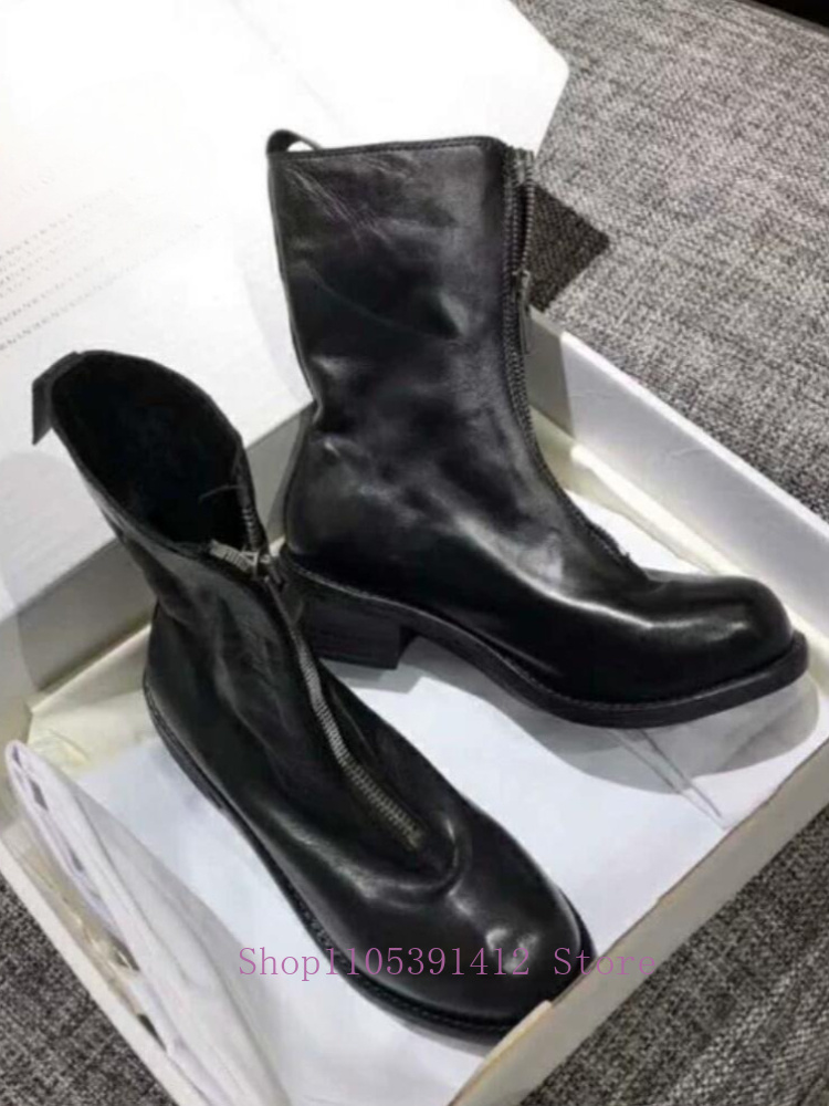 Luxury Men Shoes Genuine Leath – Sewing Front Zipper recenzja i cena