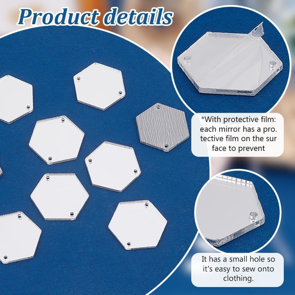 200pcs Hexagon Sew on Mirrors  – Sewing Kit recenzja i cena