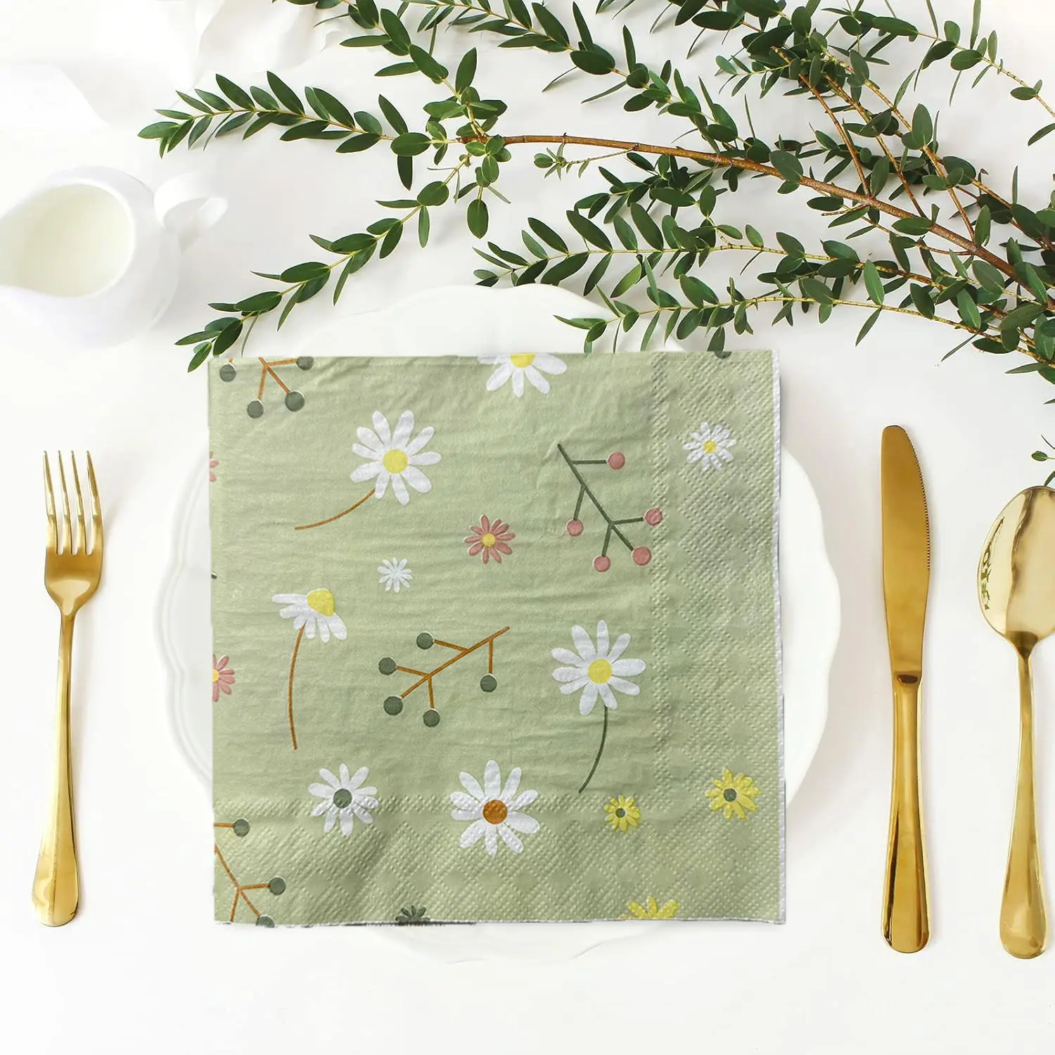 Chamomile Printed Napkin Green – Pattern Tissue Paper recenzja i cena