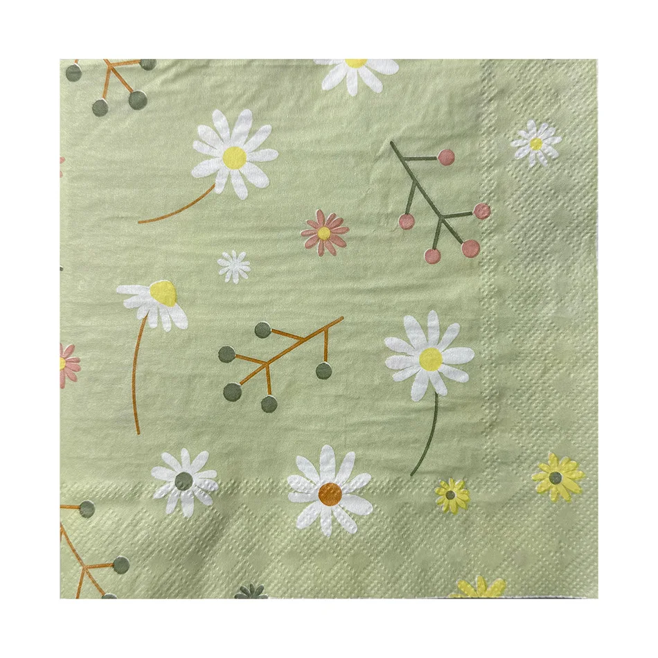 Chamomile Printed Napkin Green – Pattern Tissue Paper recenzja i cena
