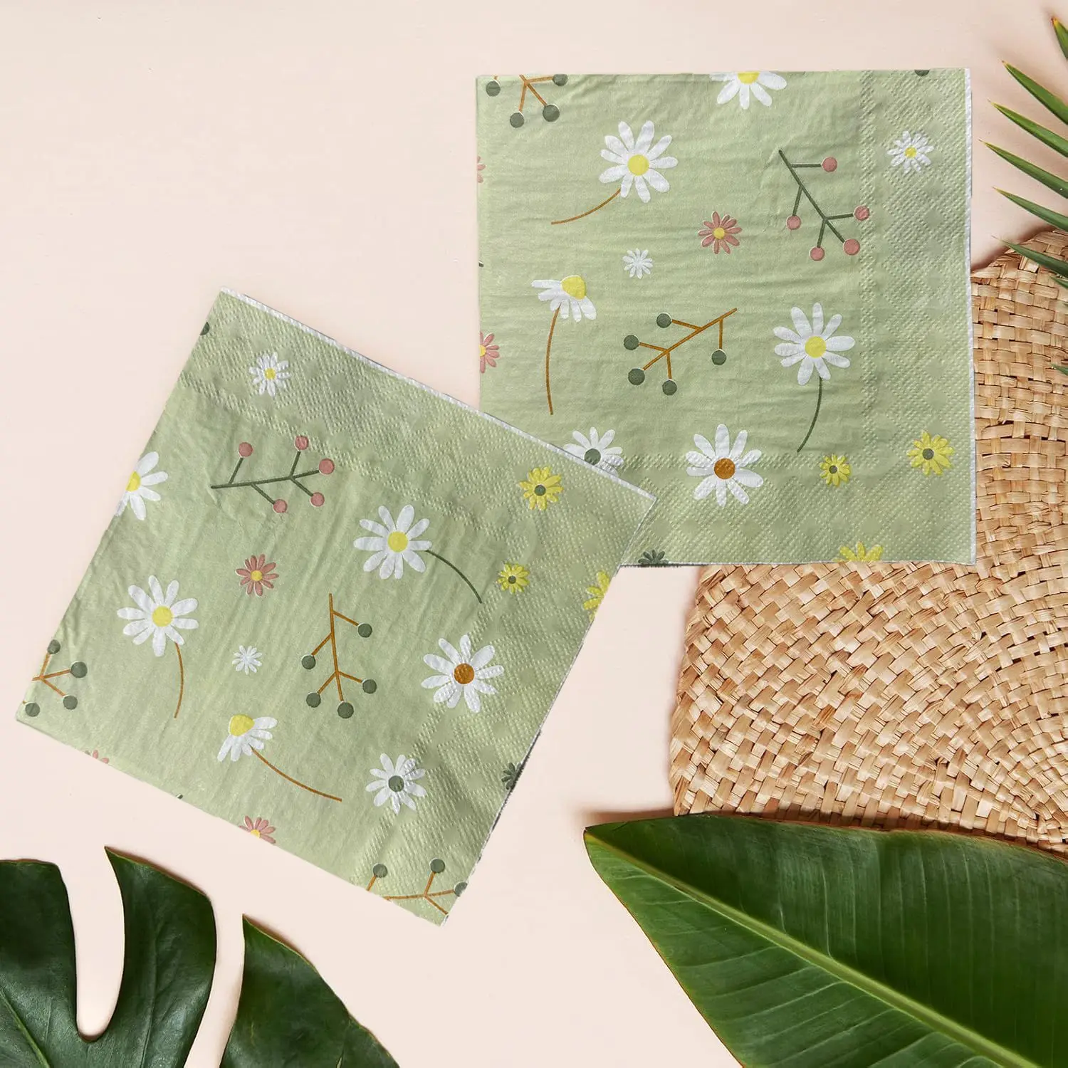 Chamomile Printed Napkin Green – Pattern Tissue Paper recenzja i cena
