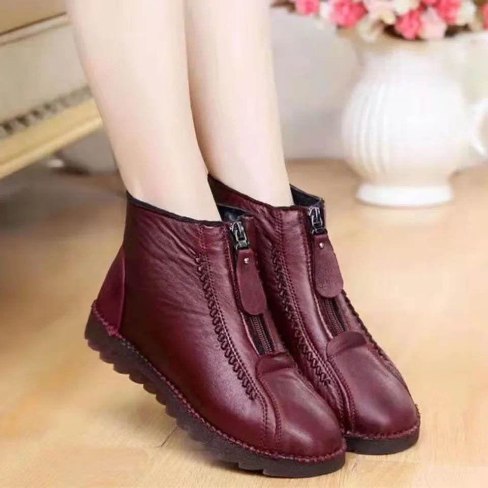 Winter Women Ankle Boots Fashi – Sewing Front Zipper recenzja i cena
