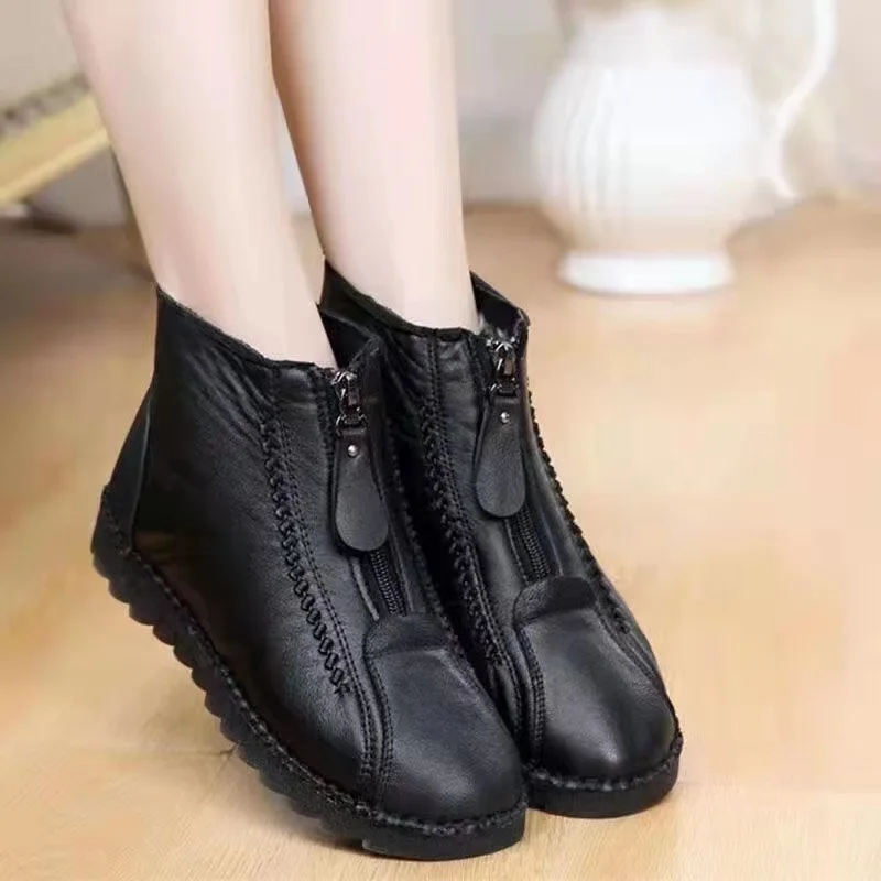 Winter Women Ankle Boots Fashi – Sewing Front Zipper recenzja i cena