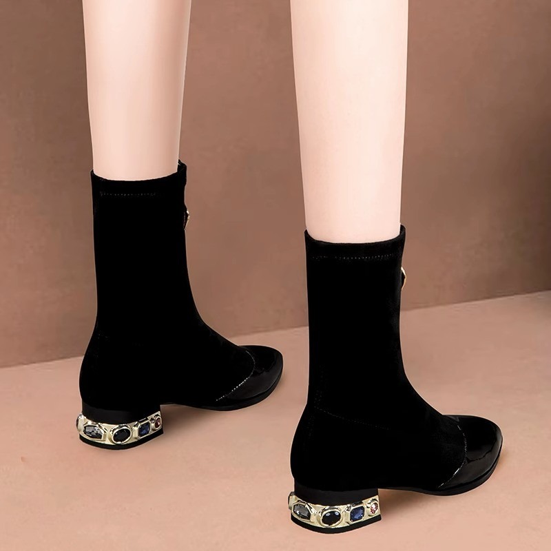 Women Shiny Sequin Ankle Boots – Sewing Front Zipper recenzja i cena