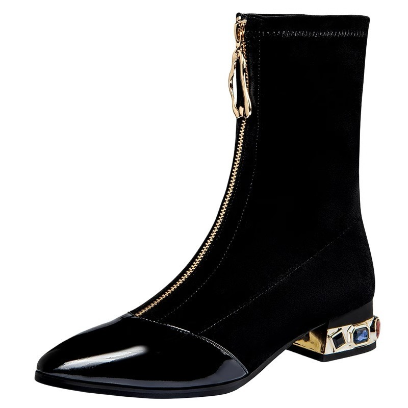 Women Shiny Sequin Ankle Boots – Sewing Front Zipper recenzja i cena